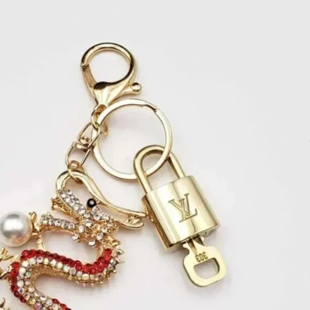 Louis Vuitton Gold Padlock 🔒 Key Set Authentic LV w/ Unbranded Dragon Keychain